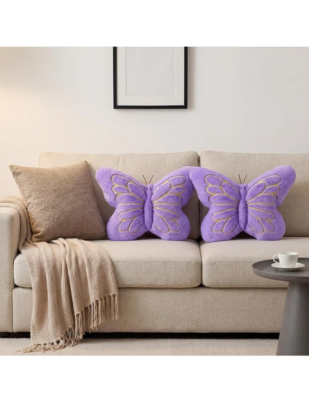 Plush Butterfly Throw Pillow - Lavender